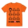 Narancs A nagy pénzrablás férfi rövid ujjú póló - La casa de papel faces