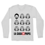 Fehér A nagy pénzrablás férfi hosszú ujjú póló - La casa de papel faces