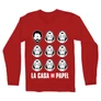 Piros A nagy pénzrablás férfi hosszú ujjú póló - La casa de papel faces