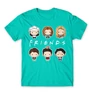 Türkiz Jóbarátok férfi rövid ujjú póló - Friends chibi group