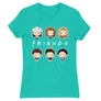 Türkiz Jóbarátok női rövid ujjú póló - Friends chibi group