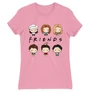 Világos rózsaszín Jóbarátok női rövid ujjú póló - Friends chibi group