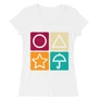 Kép 1/9 - Fehér Nyerd meg az életed női V-nyakú póló - Sugar honeycomb symbols