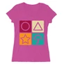 Pink Nyerd meg az életed női V-nyakú póló - Sugar honeycomb symbols