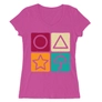 Kép 5/9 - Pink Nyerd meg az életed női V-nyakú póló - Sugar honeycomb symbols