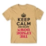 Homok Stranger Things férfi rövid ujjú póló - Keep Calm Upside Down