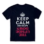 Sötétkék Stranger Things férfi rövid ujjú póló - Keep Calm Upside Down