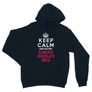 Sötétkék Stranger Things unisex kapucnis pulóver - Keep Calm Upside Down