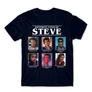 Sötétkék Stranger Things férfi rövid ujjú póló - Types of Steve