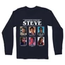 Sötétkék Stranger Things férfi hosszú ujjú póló - Types of Steve