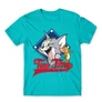 Atollkék Tom és Jerry férfi rövid ujjú póló - Badge