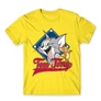 Citromsárga Tom és Jerry férfi rövid ujjú póló - Badge