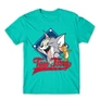 Türkiz Tom és Jerry férfi rövid ujjú póló - Badge