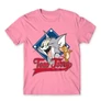 Világos rózsaszín Tom és Jerry férfi rövid ujjú póló - Badge