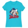 Atollkék Tom és Jerry női rövid ujjú póló - Badge