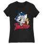 Fekete Tom és Jerry női rövid ujjú póló - Badge