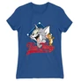 Királykék Tom és Jerry női rövid ujjú póló - Badge