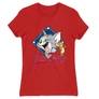 Piros Tom és Jerry női rövid ujjú póló - Badge