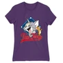 Sötétlila Tom és Jerry női rövid ujjú póló - Badge