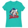 Türkiz Tom és Jerry női rövid ujjú póló - Badge