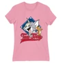 Világos rózsaszín Tom és Jerry női rövid ujjú póló - Badge
