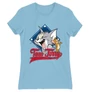 Világoskék Tom és Jerry női rövid ujjú póló - Badge