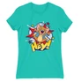 Türkiz Tom és Jerry női rövid ujjú póló - Hey