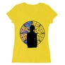 Kép 7/8 - Sárga Wednesday női V-nyakú póló - Window silhouette