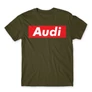 Khaki Audi férfi rövid ujjú póló - Audi Stripe