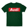 Sötétzöld Audi férfi rövid ujjú póló - Audi Stripe