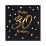 Happy Birthday szalvéta 20 db-os 33x33 cm - 30 B&C Black-Gold