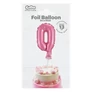 0-ás szám fólia lufi tortára, 13 cm-es, pink rózsaszín színben