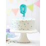 0-ás szám fólia lufi tortára, 13 cm-es, light blue, világoskék színben