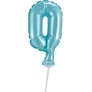 0-ás szám fólia lufi tortára, 13 cm-es, light blue, világoskék színben