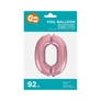 0-ás szám fólia lufi, 92 cm-es, pink rózsaszín színben