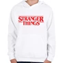 Fehér Stranger Things gyerek kapucnis pulóver - Logo III.