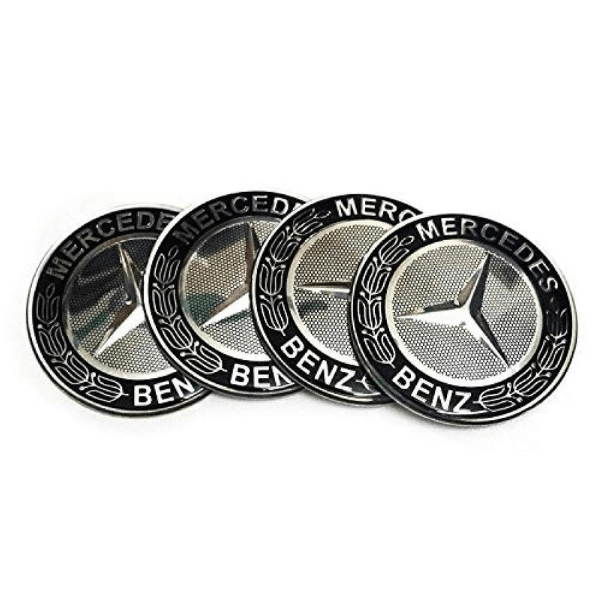 Mercedes felni matrica szett - 56 mm-es, 3D kivitel, ezüst-fekete
