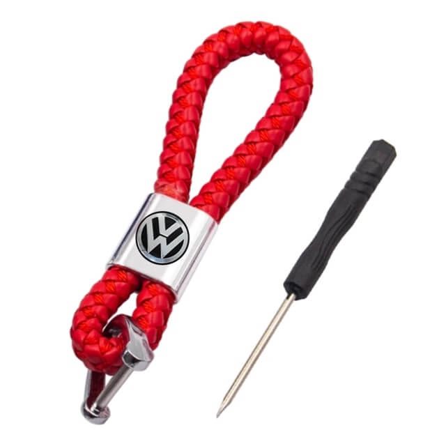 Volkswagen kulcstartó, távirányító tartó fonott műbőr - Piros