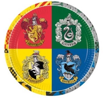 Harry Potter papírtányér 23 cm - Hogwarts Houses - 8 db-os szett