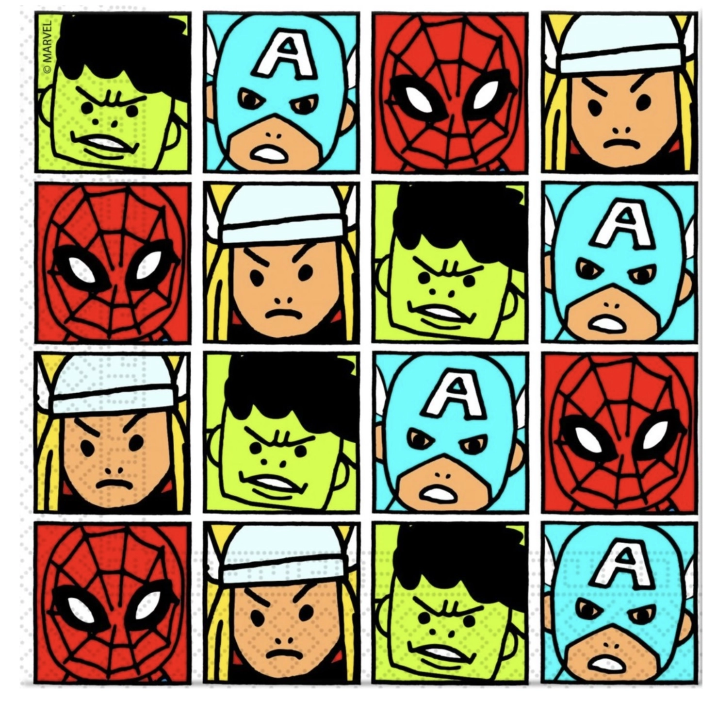 Bosszúállók papírszalvéta 20db - Amerika Kapitány, Thor, Hulk és Pókember