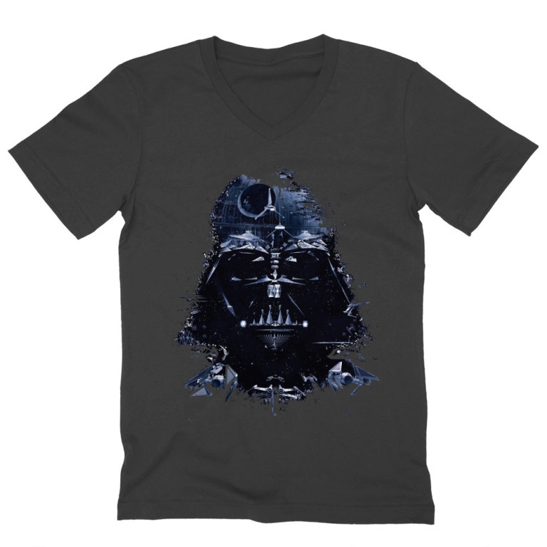 Star Wars férfi V-nyakú póló - Darth Vader és a Halálcsillag