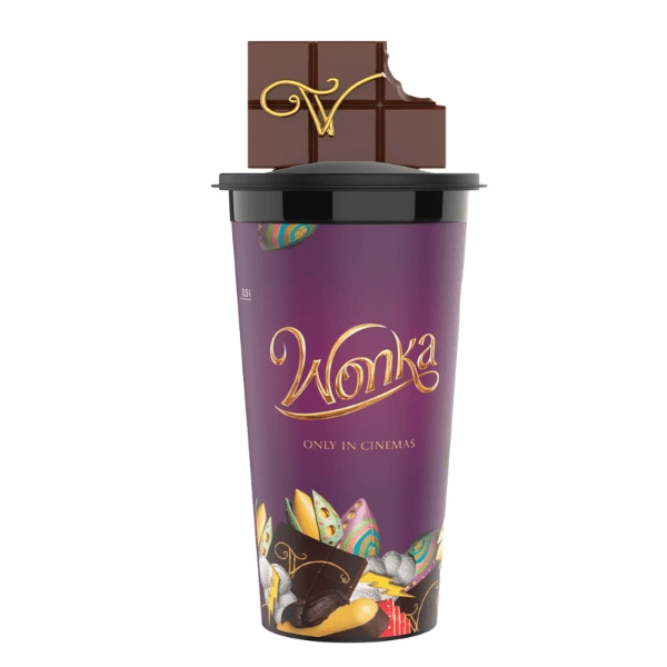 Wonka pohár és Wonka táblás csoki topper, figura
